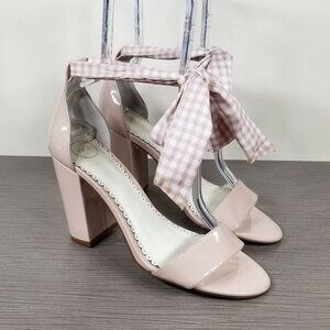 Nordstrom 1901 Block Heel Sandals with Ankle Wrap, Pink, Womens Sizes 8.5 M